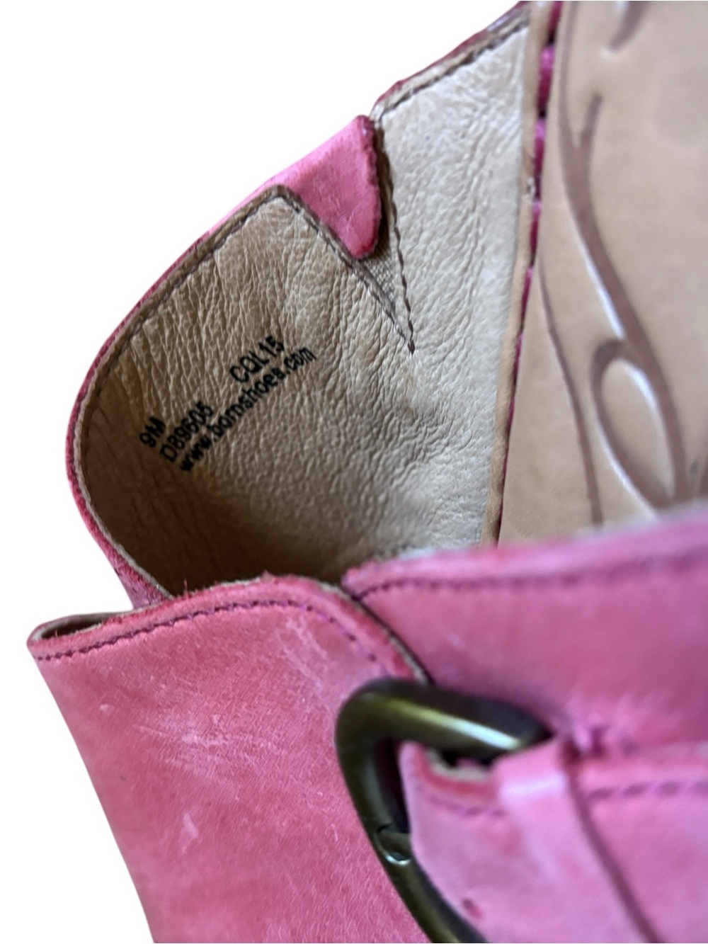 Born Pink Leather Crisscross Slide Mules with Buckle - Picture 11 of 13